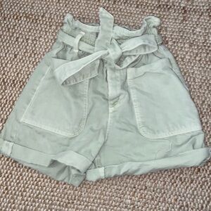 High waisted paper bag shorts